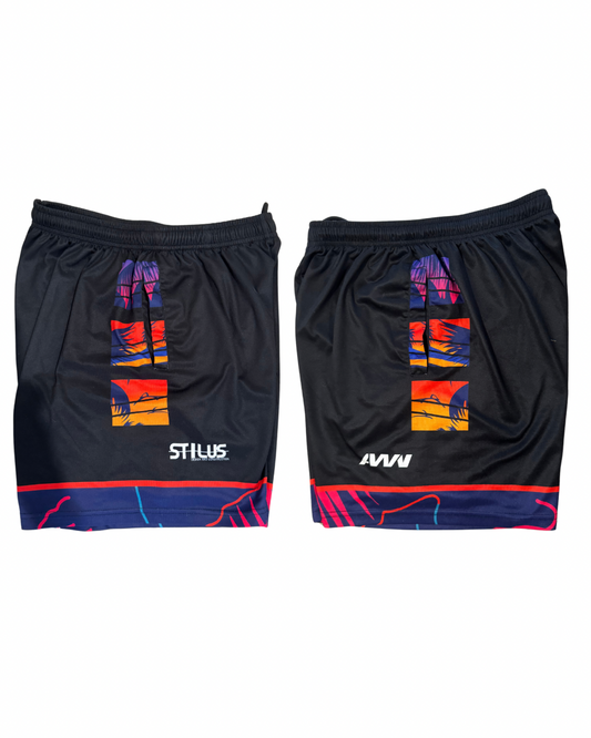 Coastal Dusk Palm Sports Shorts