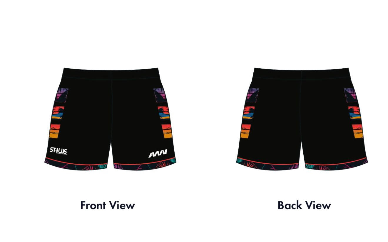 Coastal Dusk Palm Sports Shorts