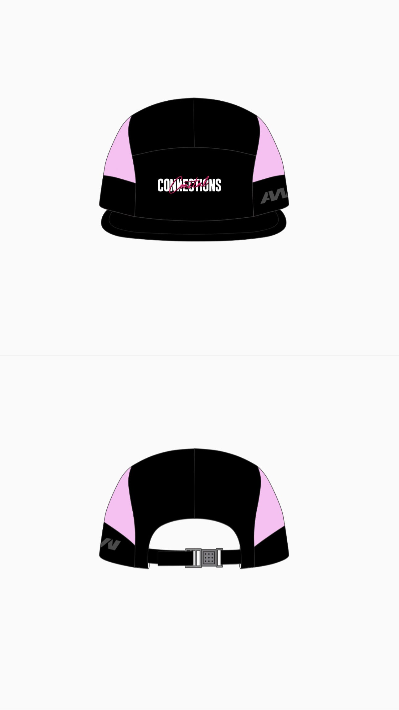 Coastal Black/Pink 7 Panel SnapBack Cap